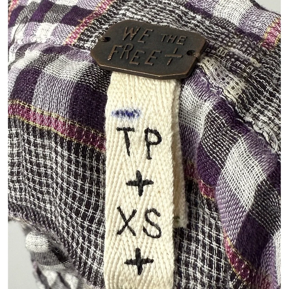 Free People‎ Womens XS Plaid Button Sleeveless Casual Boho We the free